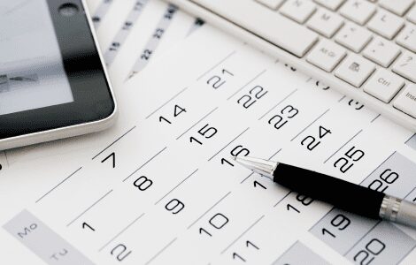 Calendar with pen and digital tablet.